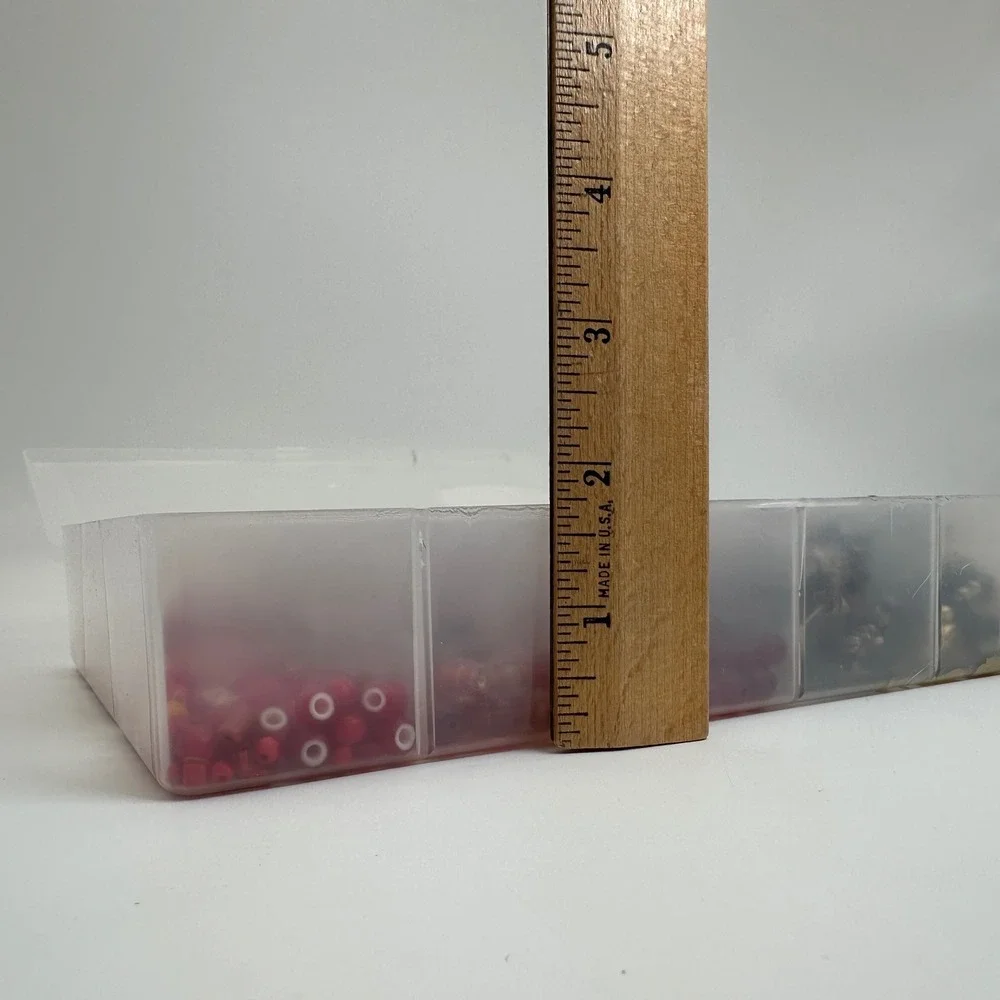 Large Red Glass Bead Lot Jewelry Making Supplies Floral Craft Organizer Case